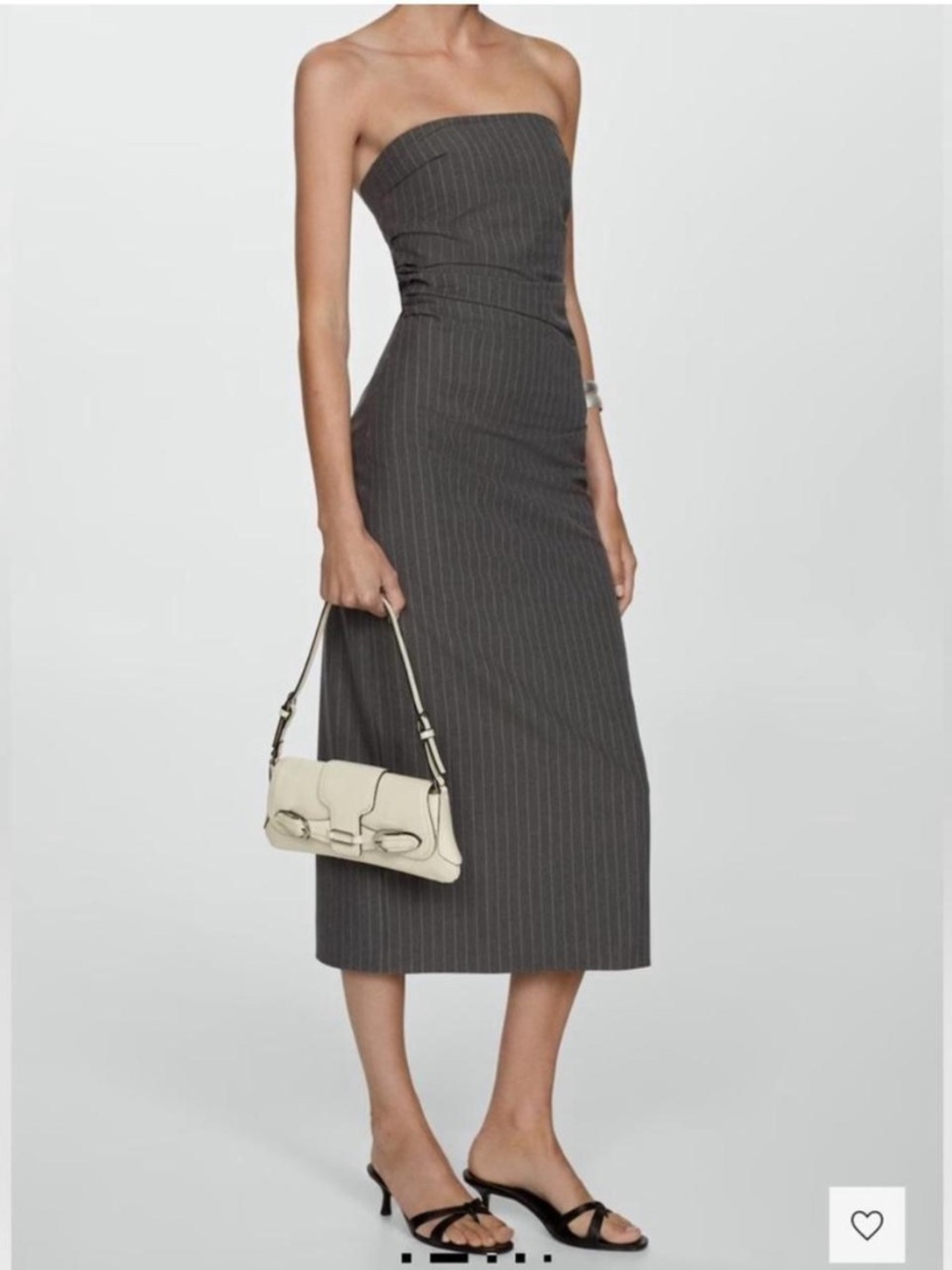 mango strapless pinstripe midi dress